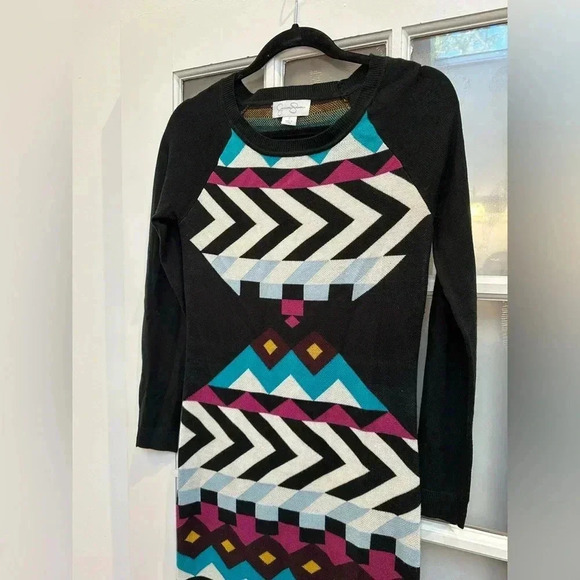 Jessica Simpson Folklore Bohemian Southwestern Sweater Dress Stretchy Size Small - Picture 2 of 7